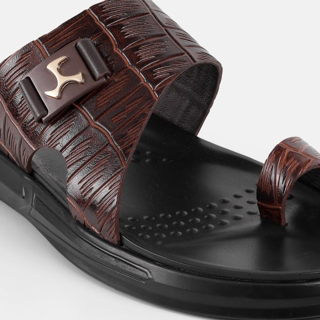 Mochi Men Brown Casual Slippers (SKU: 16-1381-12-40)