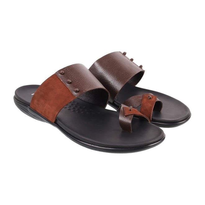 Mochi Men Brown Casual Slippers (SKU: 16-158L-12-46)