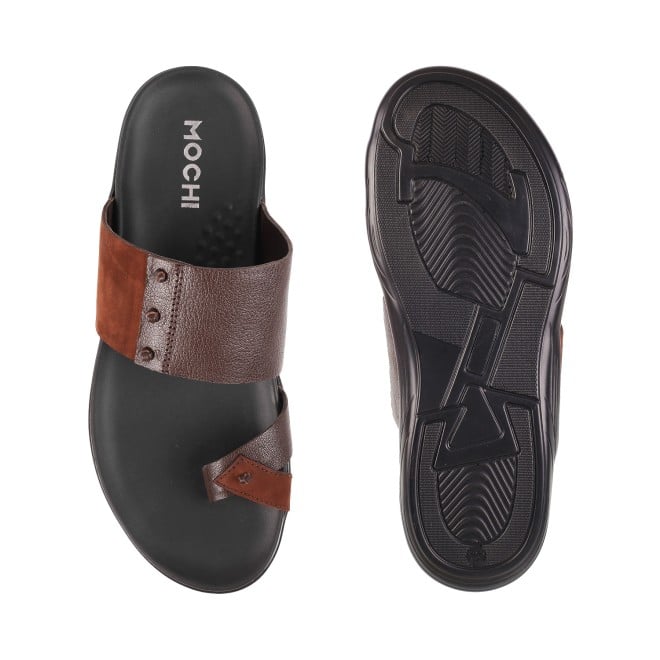 Mochi Men Brown Casual Slippers (SKU: 16-158L-12-46)
