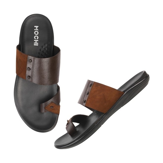 Mochi Men Brown Casual Slippers (SKU: 16-158L-12-46)