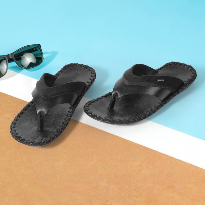Mochi Men Black Casual Slippers
