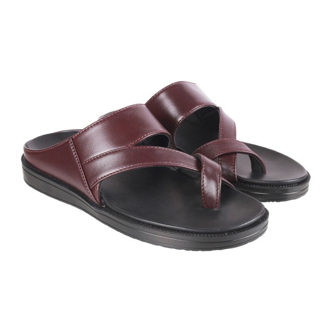 Mochi Men Maroon Casual Slippers