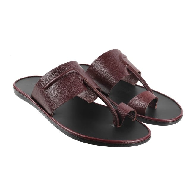 Mochi Men Maroon Ethnic Slip Ons