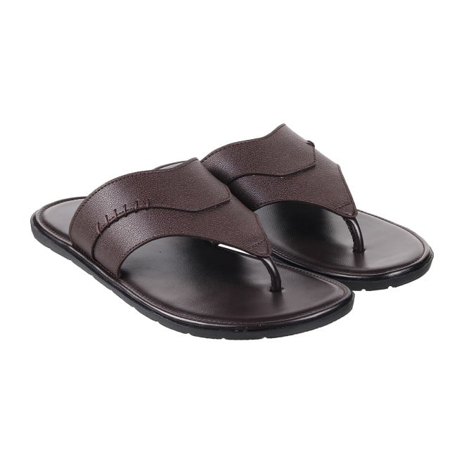 Mochi Men Brown Casual Slippers