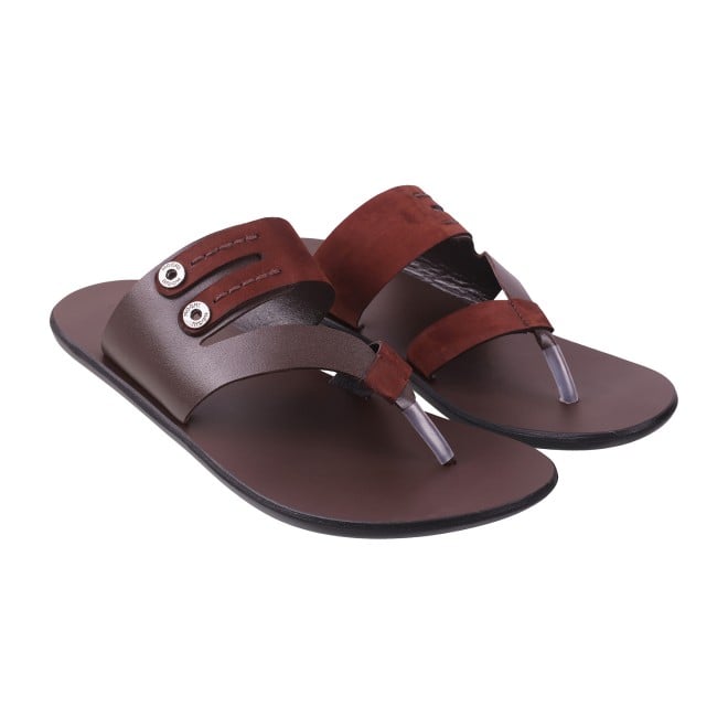 Mochi Men Brown Casual Slippers