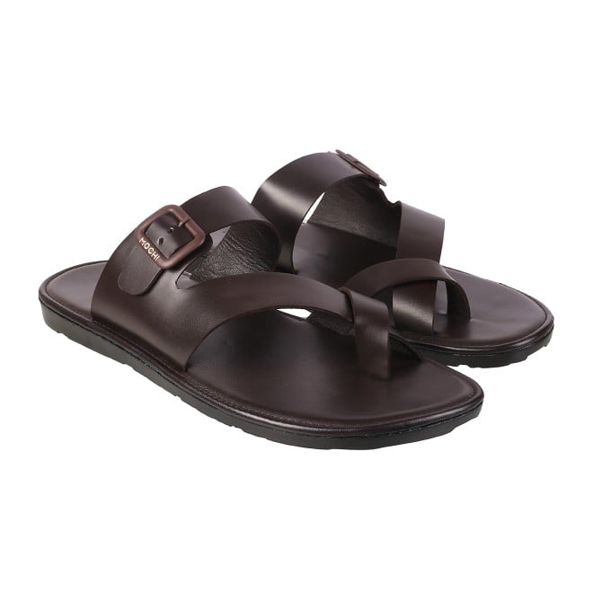 Mochi Men Brown Casual Slippers