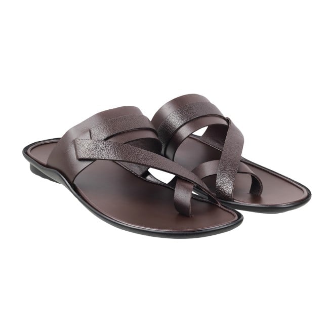 Mochi Men Brown Casual Slippers