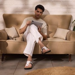 Men White-Blue Casual Slippers