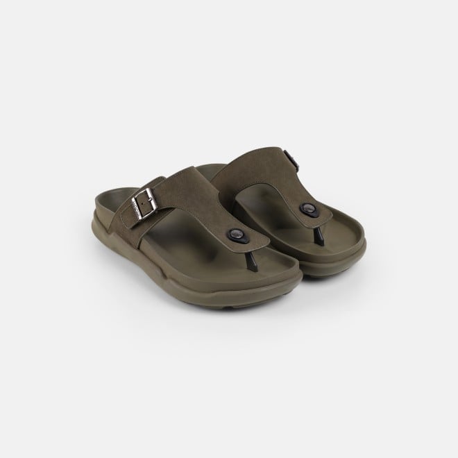 Mochi Men Green Casual Slippers (SKU: 16-753-21-40)