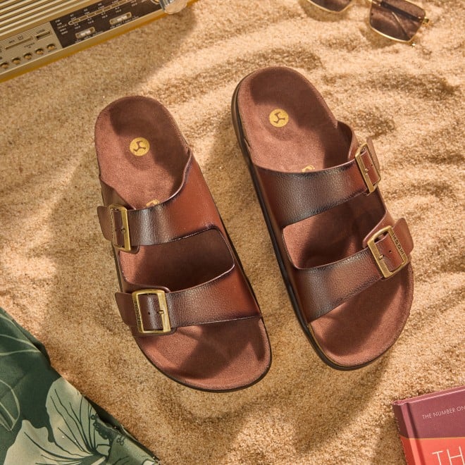 Mochi Men Brown Casual Slippers (SKU: 16-754-12-40)