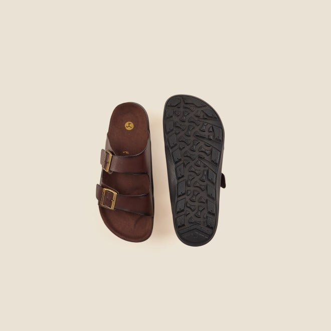 Mochi Men Brown Casual Slippers (SKU: 16-754-12-40)