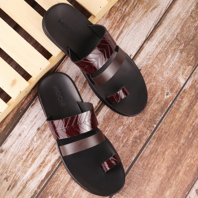 Mochi Men Brown Casual Slippers