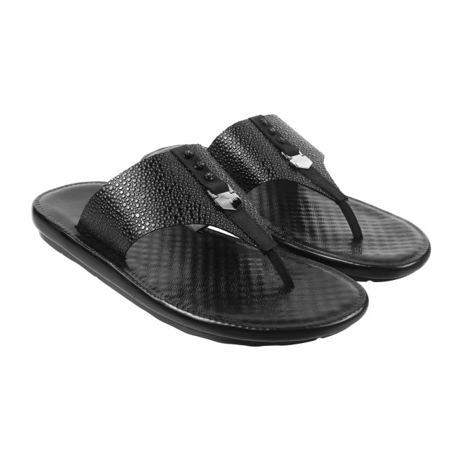 Mochi Men Black Casual Slippers