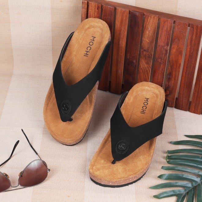 Mochi Men Black Casual Slippers