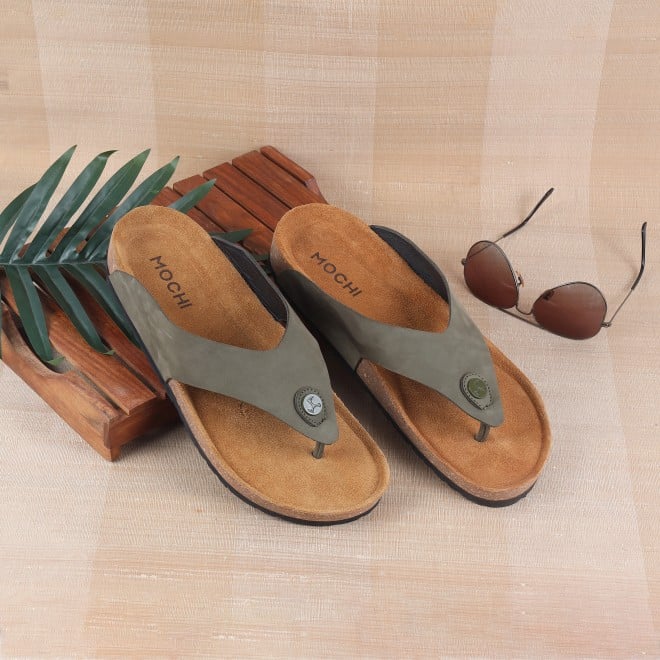 Mochi Men Olive Casual Slippers