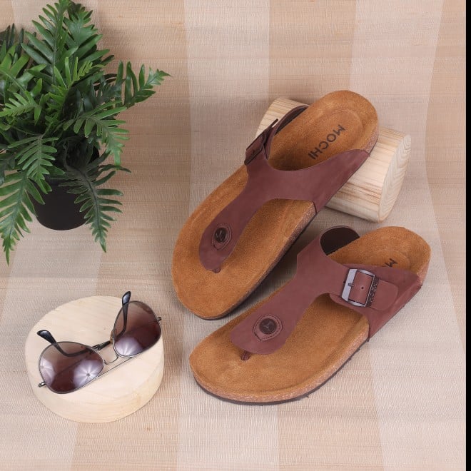 Mochi Men Brown Casual Slippers