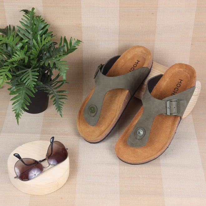 Mochi Men Olive Casual Slippers