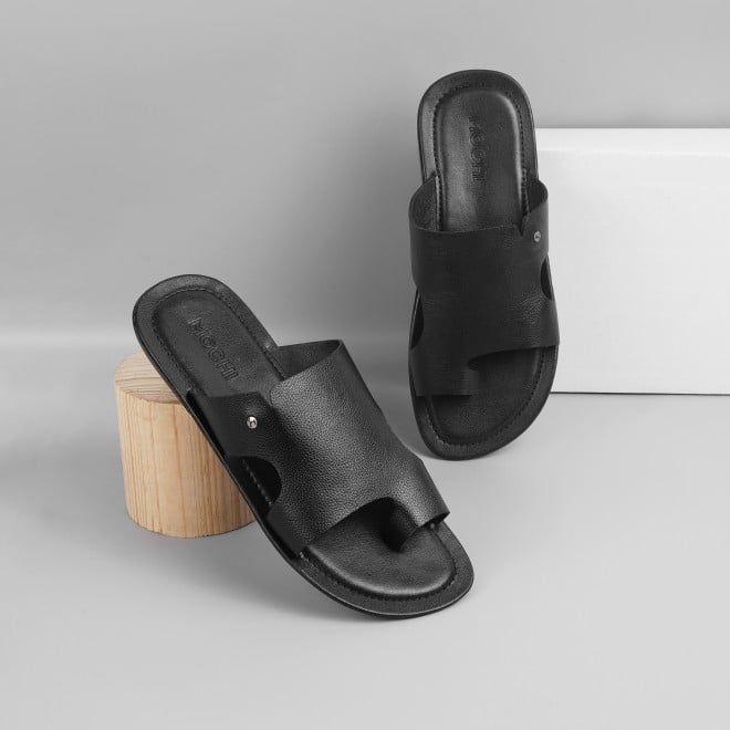 Mochi Men Black Casual Slippers