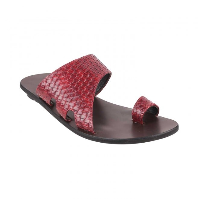 Mochi Maroon Casual Slippers for Men