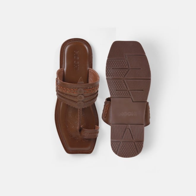 Mochi Men Tan Ethnic Kolhapuris (SKU: 16-901047-23-40)