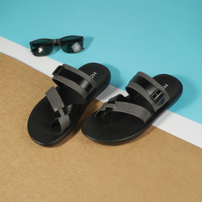 Mochi Men Black Casual Slippers