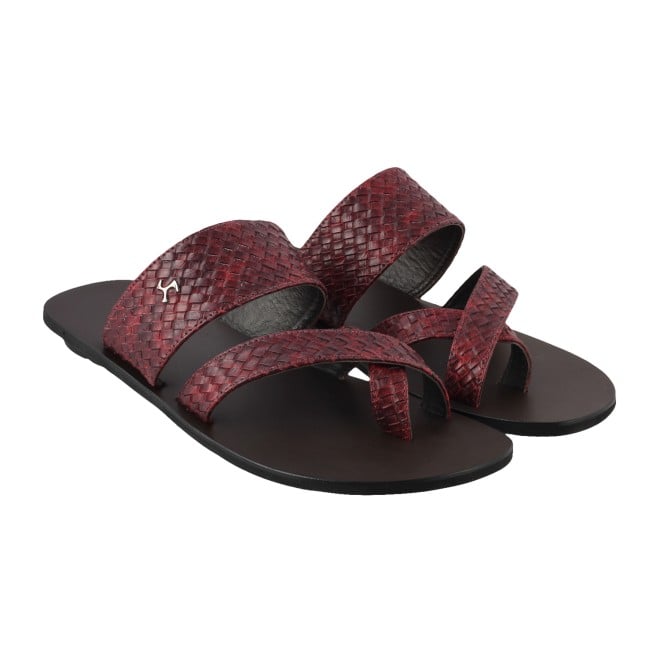 Mochi Men Maroon Formal Slippers