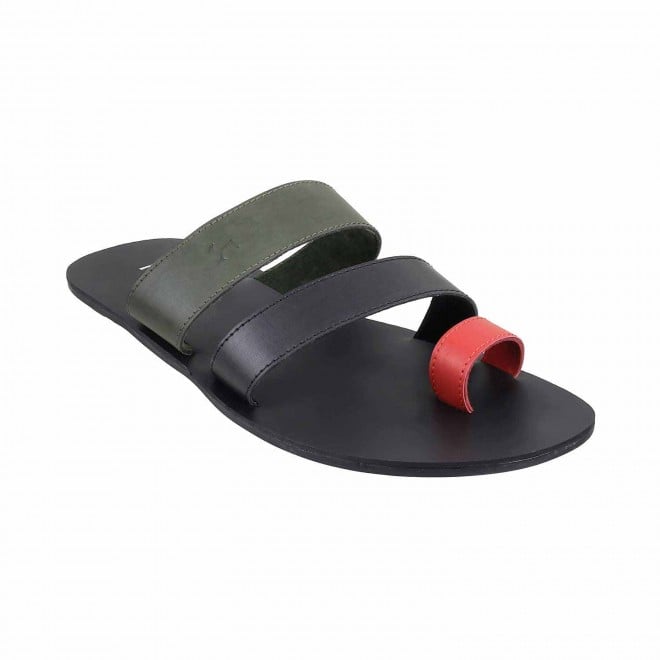 Mochi Black-Multi Casual Slippers