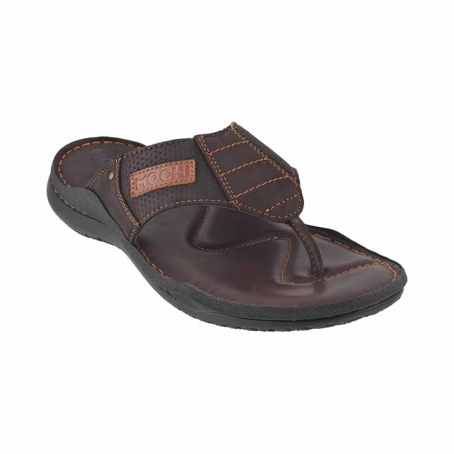 Mochi Brown Casual Chappals for Men