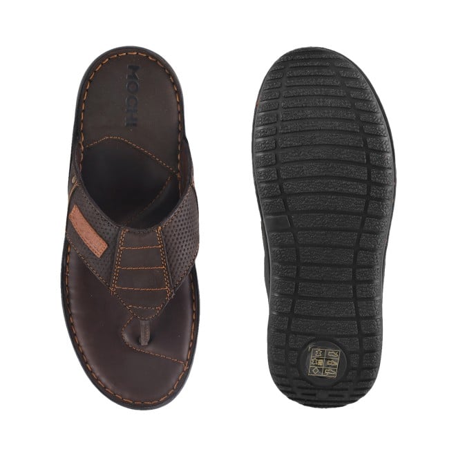 Mochi Men Brown Casual Chappals (SKU: 16-9195L-12-46)