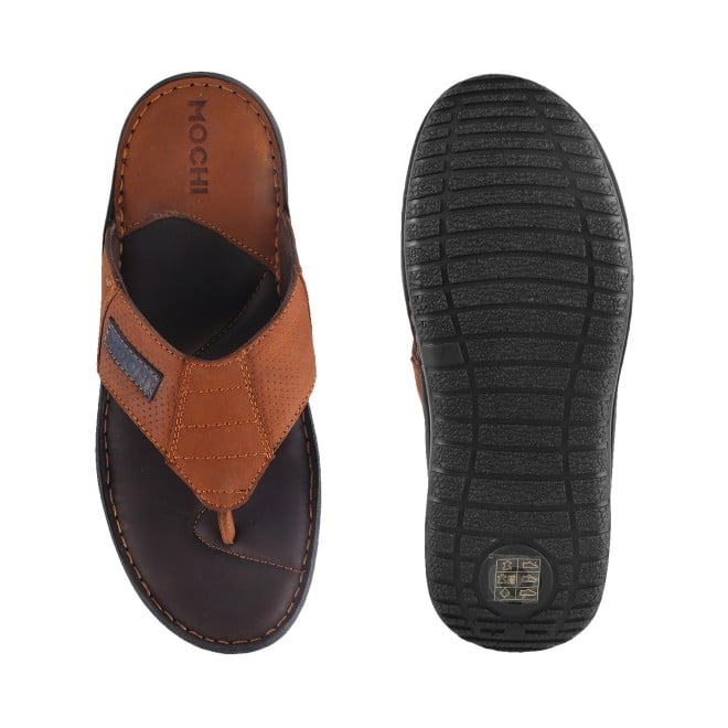 Mochi Men Tan Casual Chappals (SKU: 16-9195L-23-46)