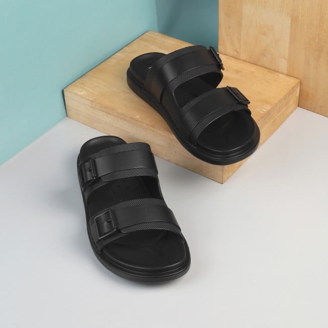 Mochi Men Black Casual Slippers