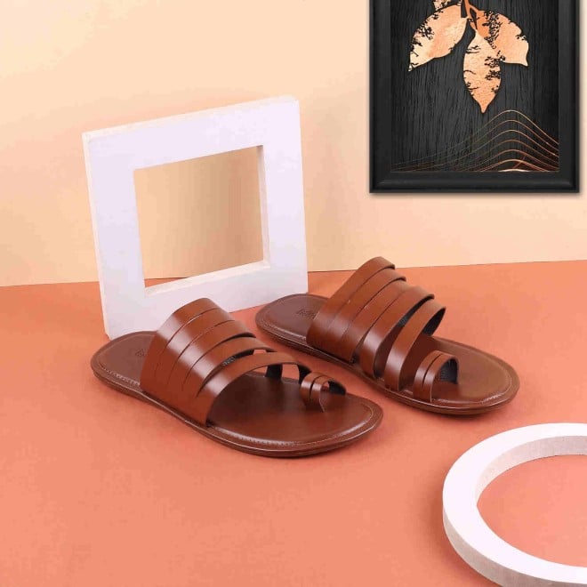 Mochi Men Tan Casual Slippers