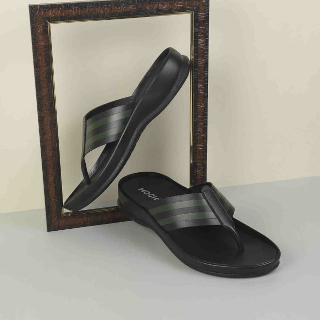 Mochi Men Black Casual Slippers & Flip Flops (SKU: 16-960-11-40)