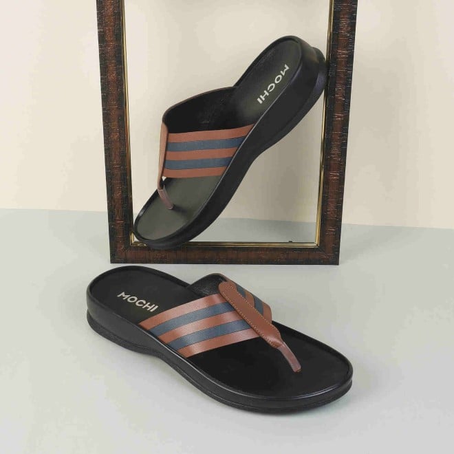 Mochi Men Tan Casual Slippers & Flip Flops (SKU: 16-960-23-41)
