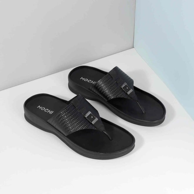 Mochi Men Black Casual Slippers & Flip Flops (SKU: 16-964-11-40)