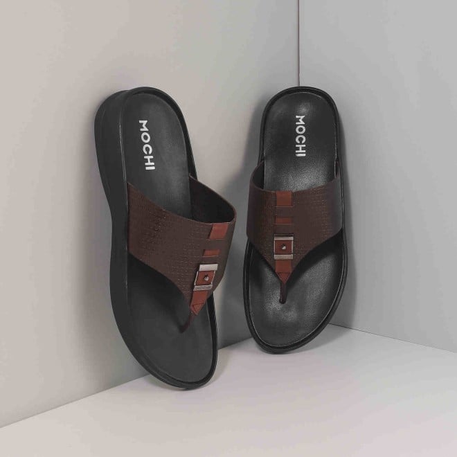 Mochi Men Brown Casual Slippers & Flip Flops (SKU: 16-964-12-40)