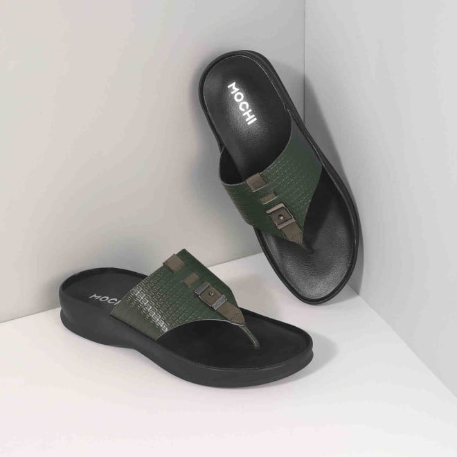 Mochi Men Green Casual Slippers & Flip Flops (SKU: 16-964-21-40)