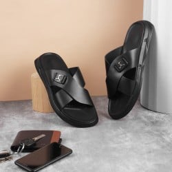 Men Black Casual Slip-Ons