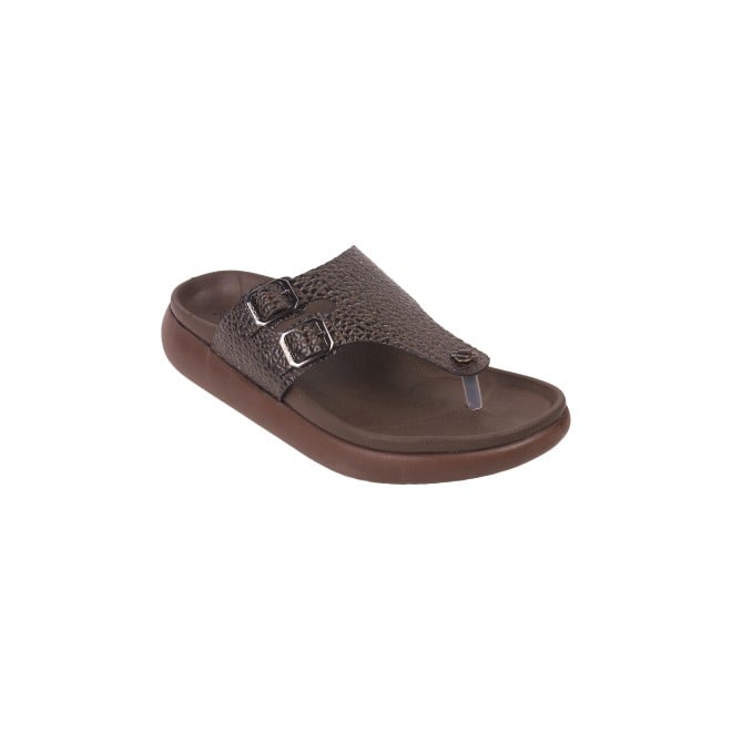 Mochi Men Brown Casual Slippers