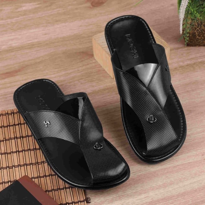 Mochi Men Black Casual Slippers