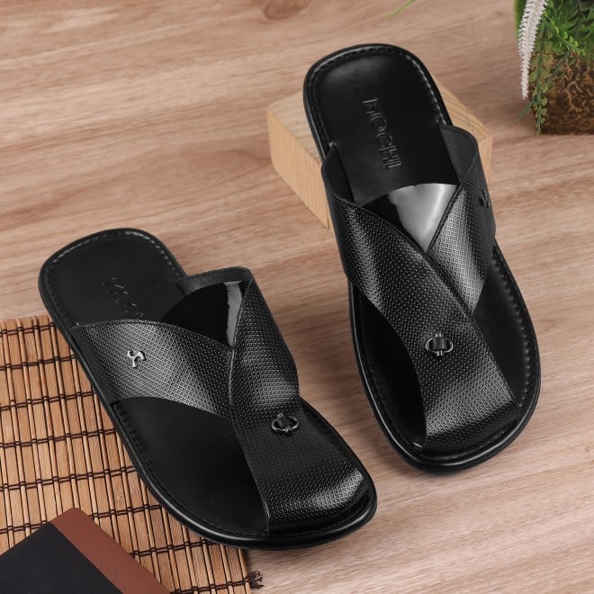 Mochi Men Black Casual Slippers