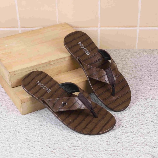 Mochi Men Brown Casual Slippers (SKU: 16-999-12-40)