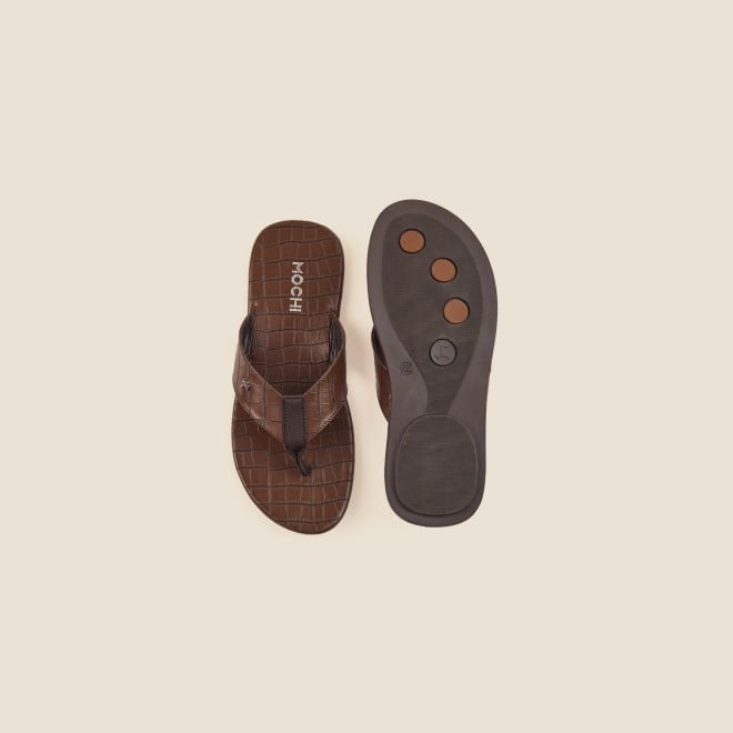 Mochi Men Brown Casual Slippers (SKU: 16-999-12-40)