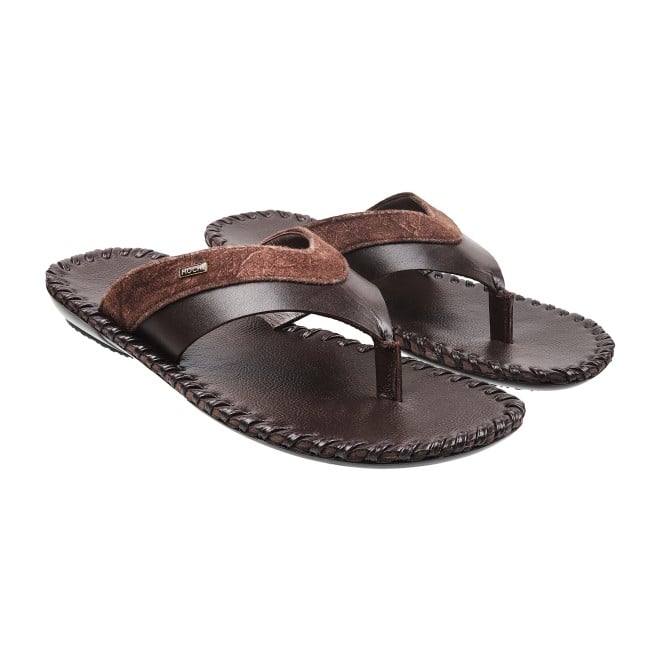 Mochi Men Brown Casual Slippers