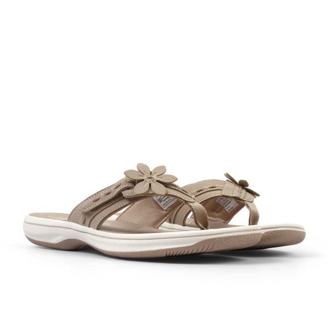 Clarks Women Beige-suede Casual Slippers (SKU: 161-1617-37-4)