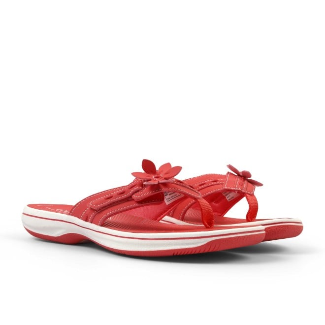 Clarks Women White-red Casual Slippers (SKU: 161-1617-93-3)