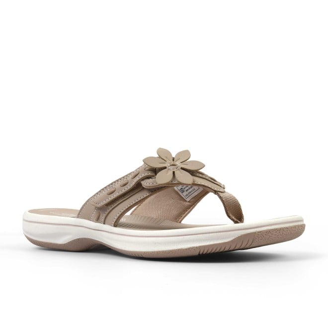 Clarks Women Beige-suede Casual Slippers (SKU: 161-1617-37-4)