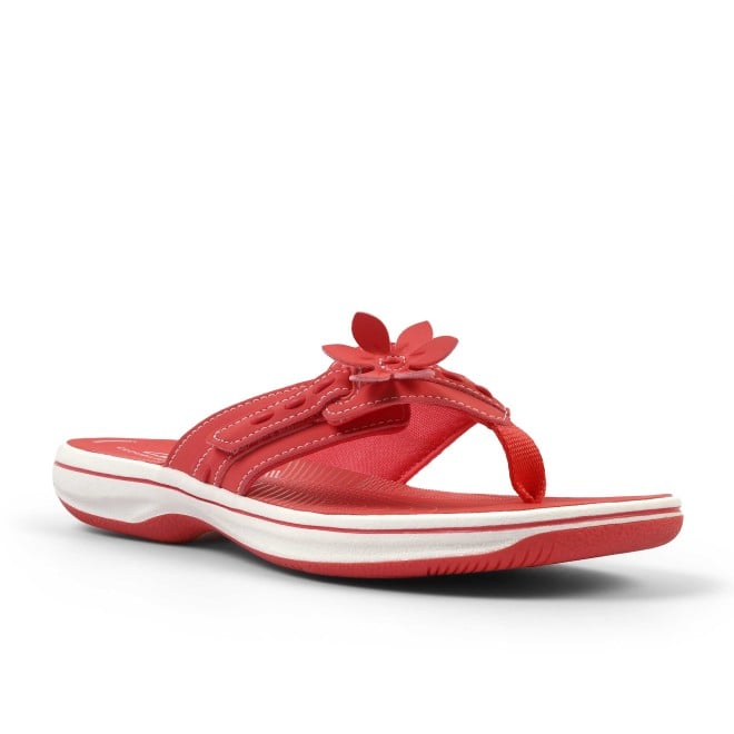 Clarks Women White-red Casual Slippers (SKU: 161-1617-93-3)