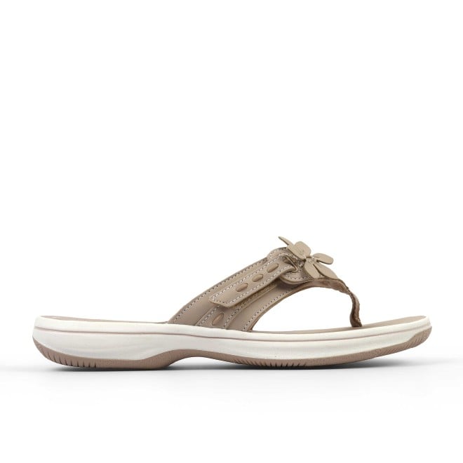 Clarks Women Beige-suede Casual Slippers