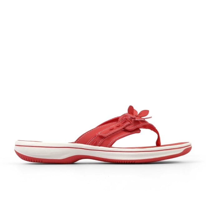 Clarks Women White-red Casual Slippers